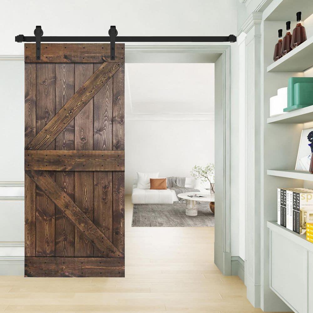 IsLife K Style Solid Wood Sliding Barn Door Without Hardware Kit (Door Slab Only) - Assembly Needed