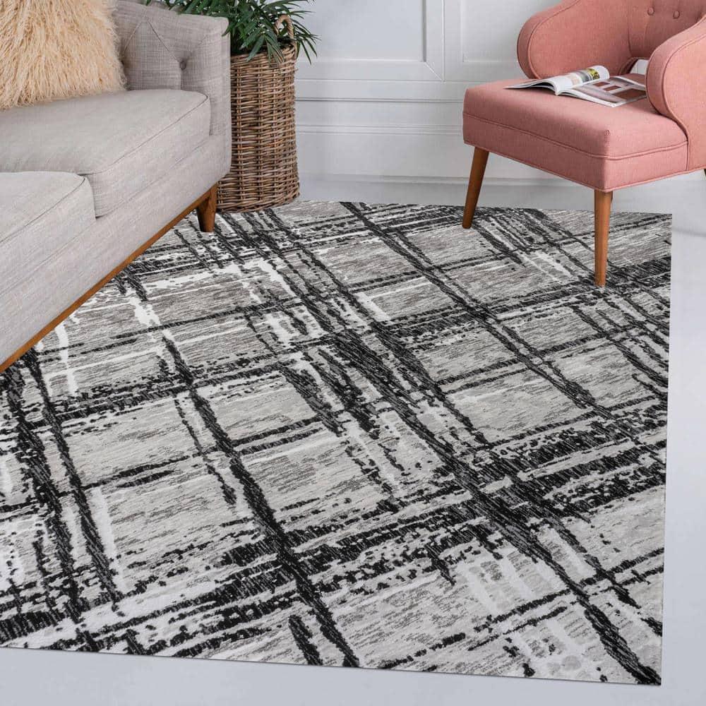 JONATHAN Y Slant Modern Abstract Black/Gray 3 ft. x 5 ft. Area Rug