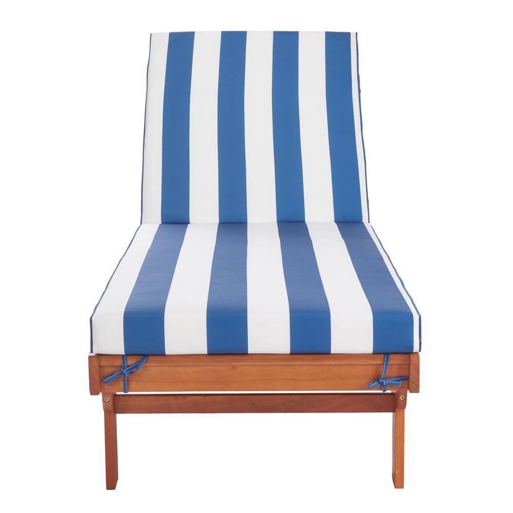Newport Lounge Chair - Outdoor - PAT7022 - Natural/Royal Blue Striped -Safavieh