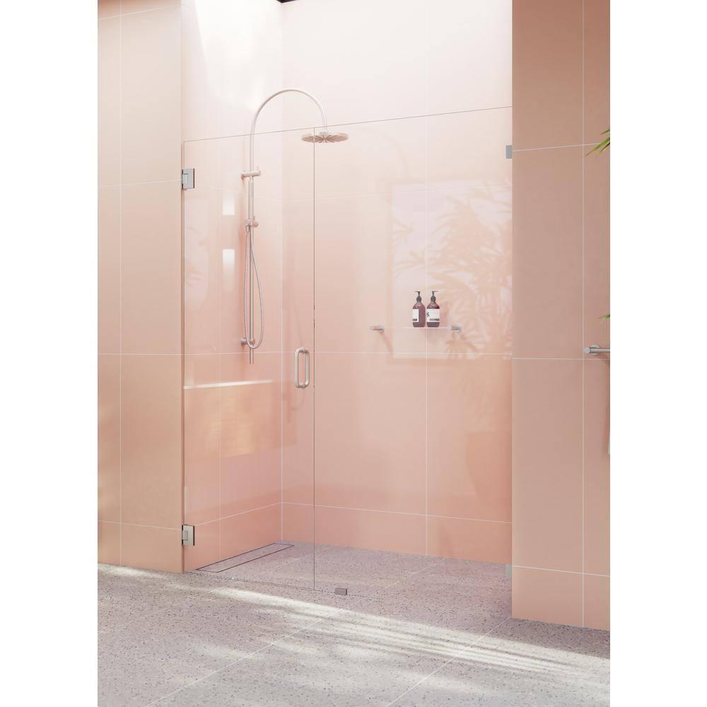Glass Warehouse Illume 59.5 in. x 78 in. Fully Frameless Wall Hinge Shower Door GW-WH-59-5-BN