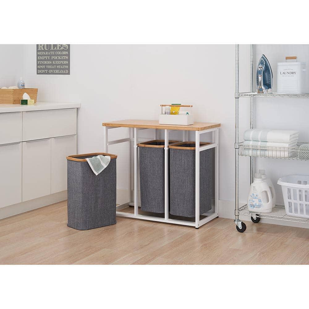 Trinity TRINITY 36 in. H x 30.7 in. H in. x 17.3 in. H Wood (Bamboo) 3-Bag Laundry Sorter