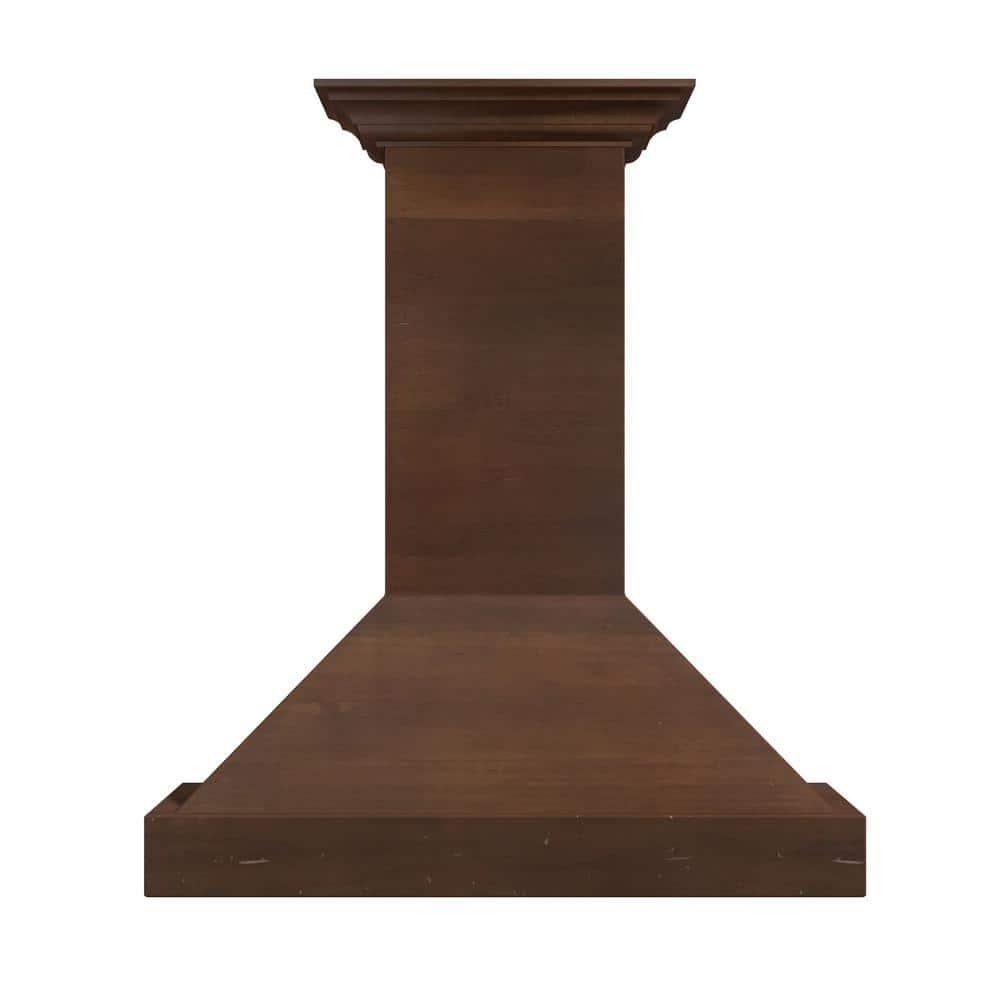 ZLINE 36" Convertible Vent Wooden Wall Mount Range Hood in Walnut