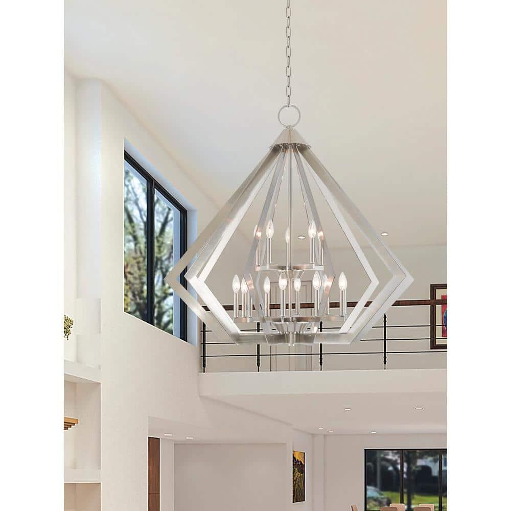 Livex Lighting Prism 15 Light Foyer Chandelier in Brushed Nickel