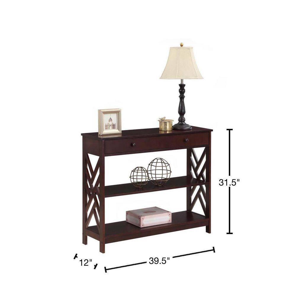 Convenience Concepts Titan 1 Drawer Console Table with Shelves, Espresso
