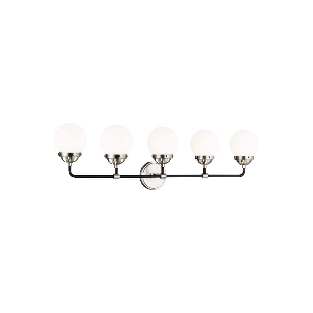 Generation Lighting Cafe 38.25-in 5 -Light Brushed Nickel Modern/contemporary Vanity light