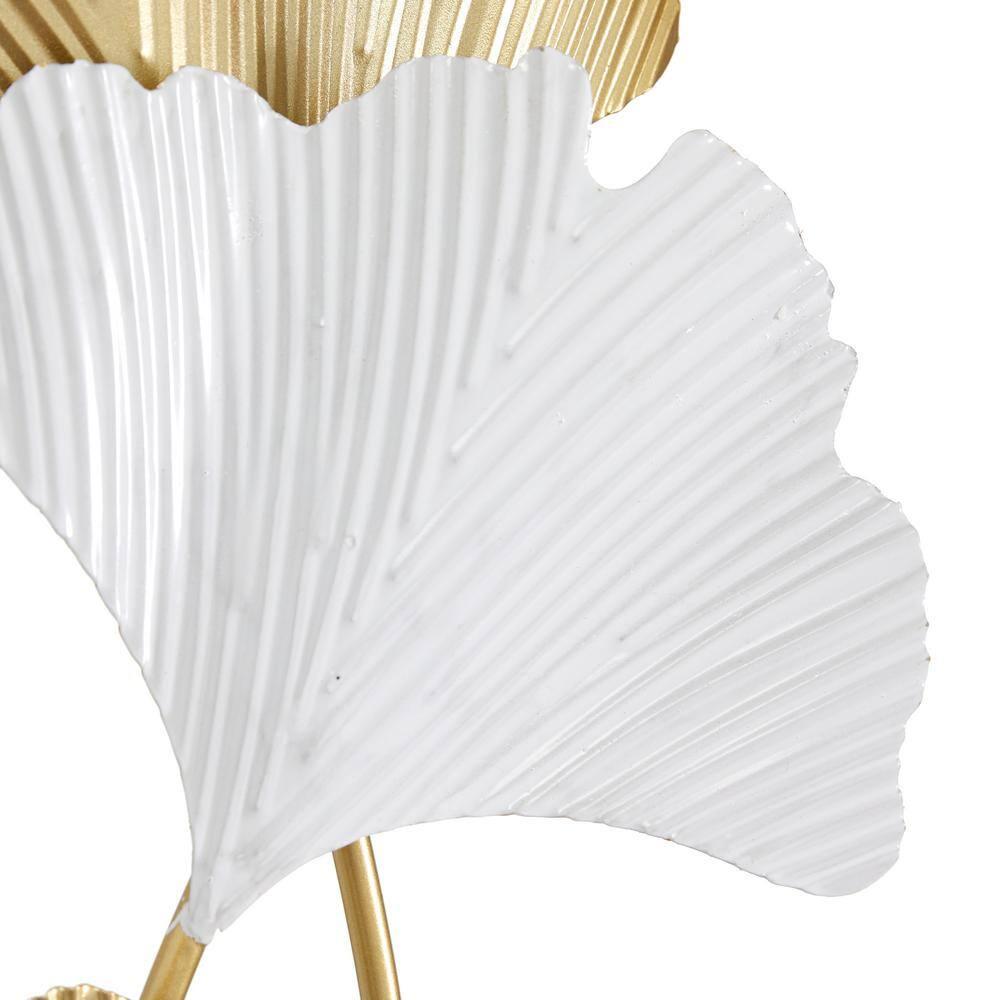 14" x 24" White Metal Leaf Sculpture, by DecMode