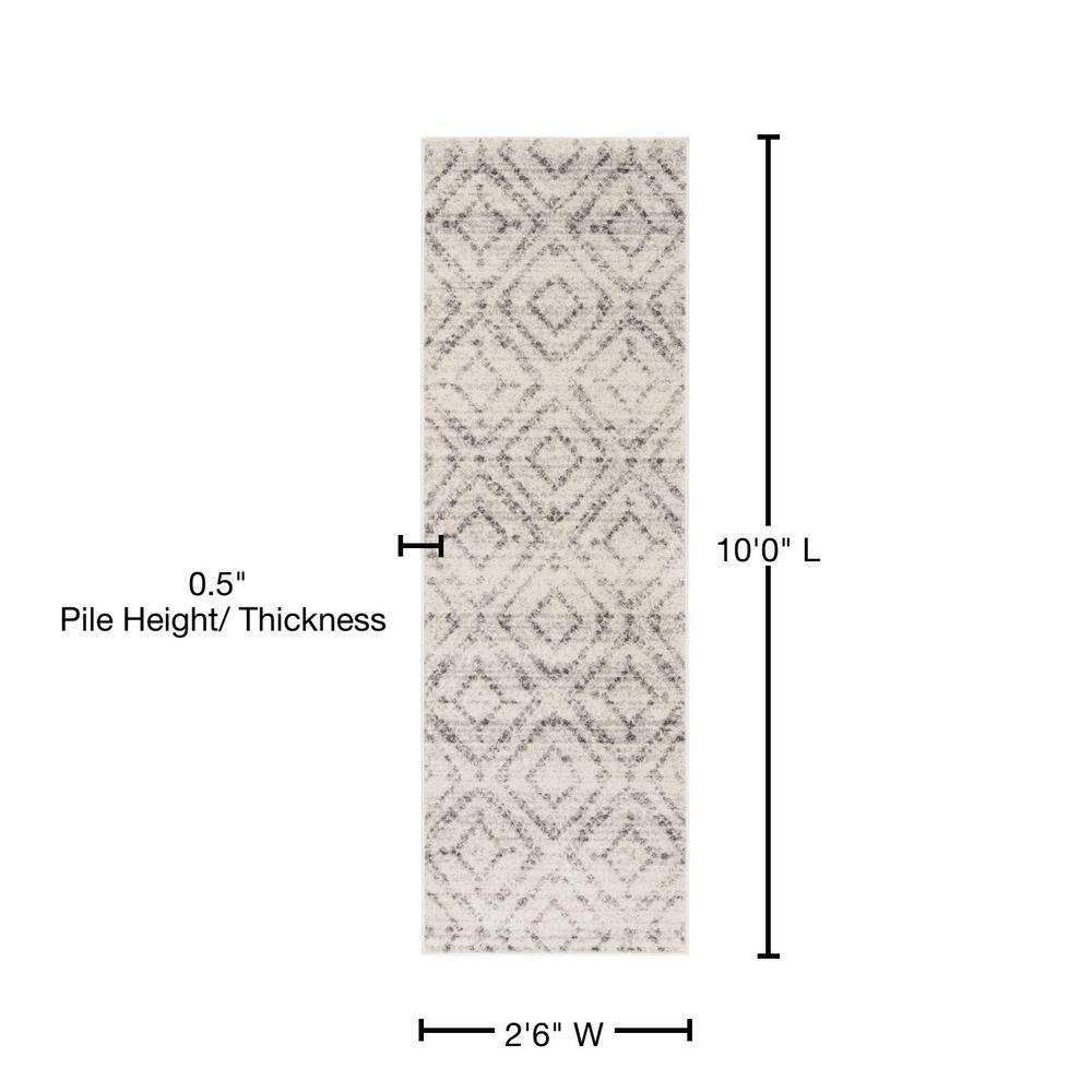 Adirondack ADR131 Machine Made Indoor Runner - Light Grey/Grey - 2'-6"x10' - Safavieh