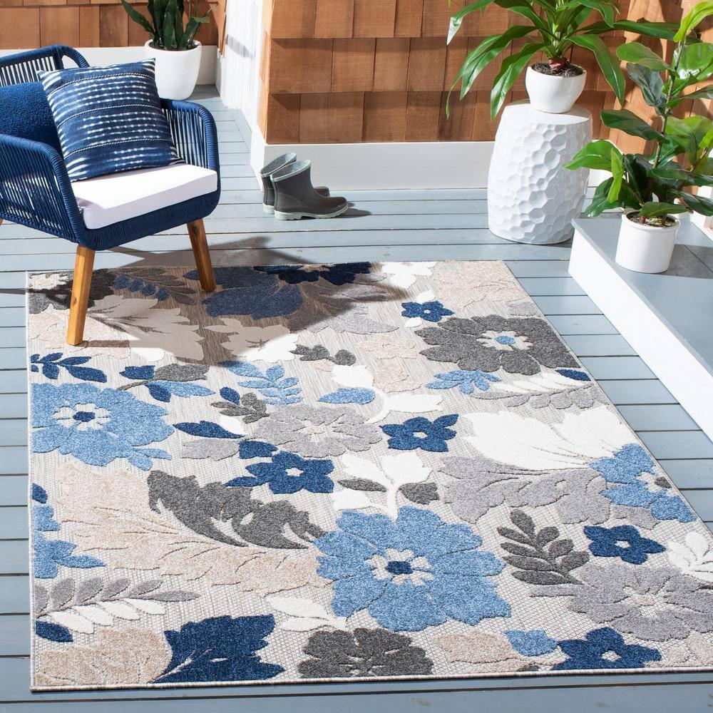Cabana CBN308 Loomed Indoor Area Rug - Grey/Blue - 5'3"x7'6" - Safavieh