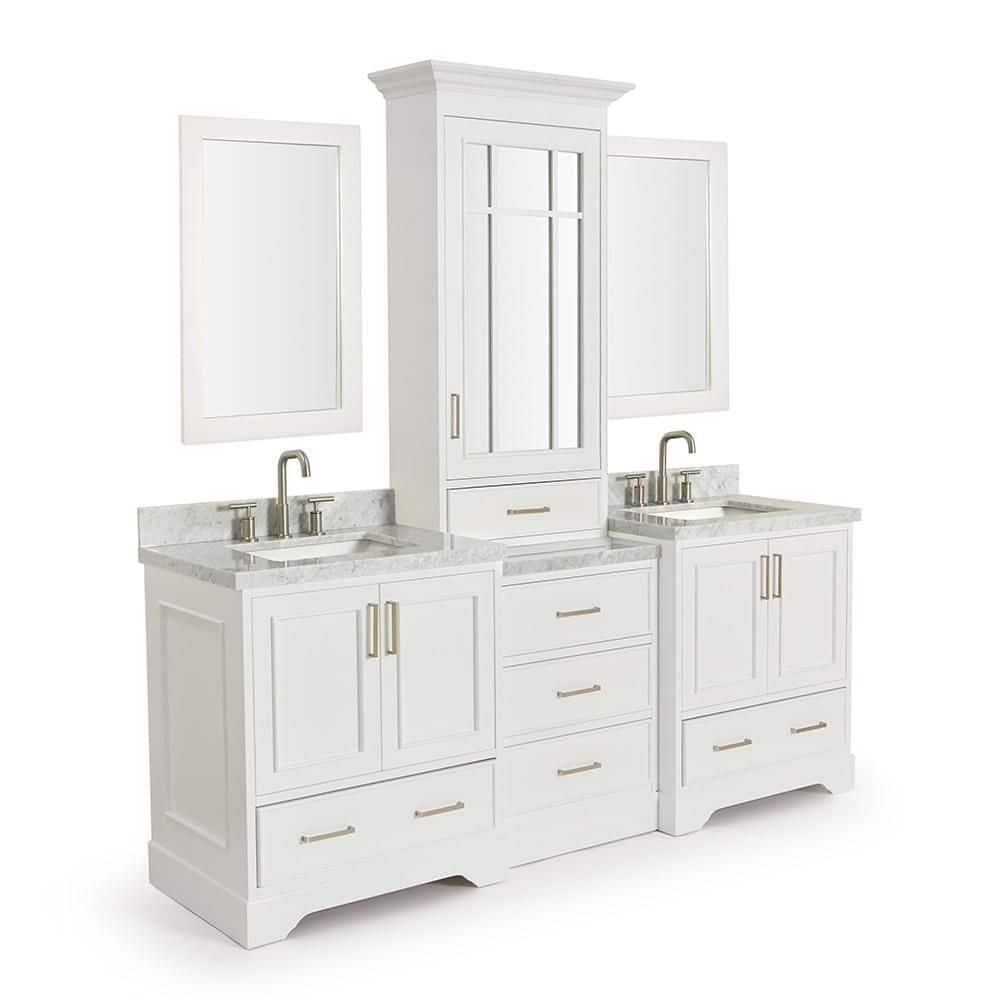 Ariel Stafford 85" Double Sink Vanity Set in White