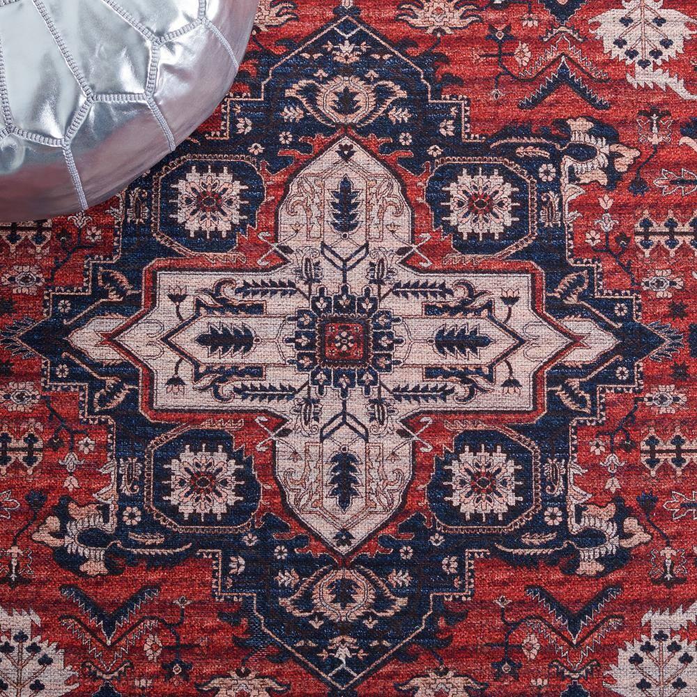 Serapi SEP560 Power Loomed Machine Washable Skid-Resistant Indoor Accent Rug - Red/Navy - 3'3"x5' - Safavieh