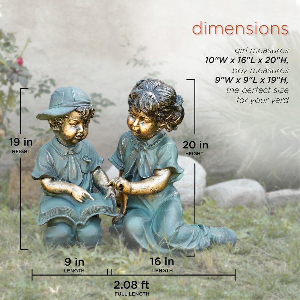 Alpine Corporation Girl and Boy Reading Statue Set, Includes 2 Statues