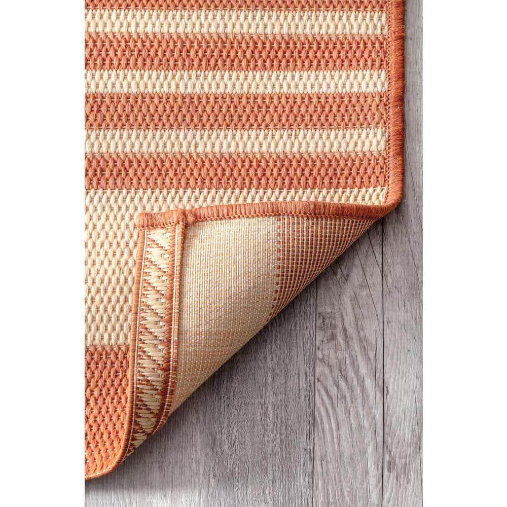 Nuloom Robin Striped 3x5 Indoor/Outdoor Accent Rug for Living Room Patio Deck Front Porch Entryway Kitchen, Terracotta/Ivory