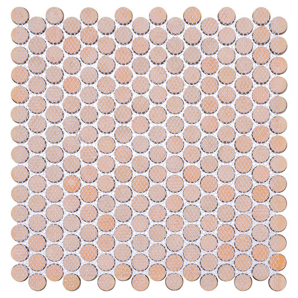 Orb 3/4" Metal Penny Round Mosaic Tile Shower Wall, Kitchen Backsplash and Wall Tile