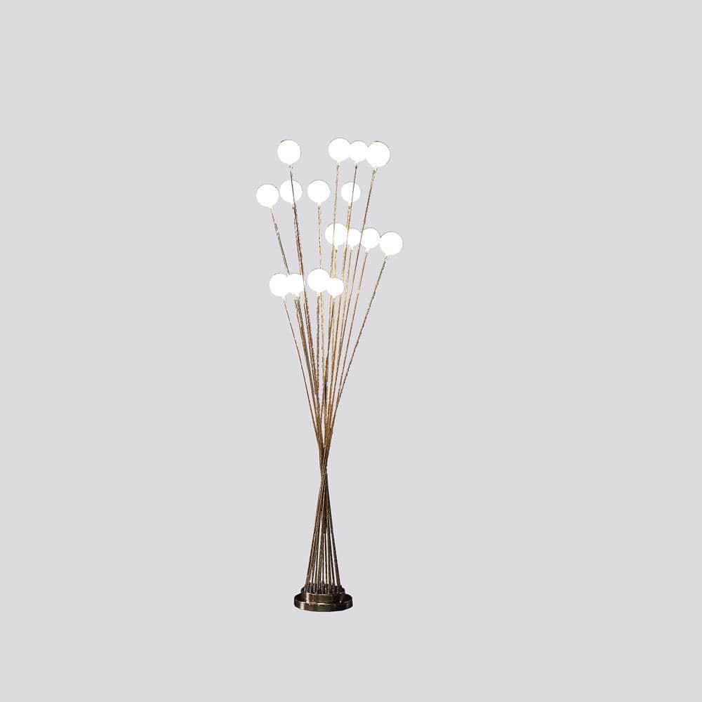 61.5 in. 16-Light Acrylic Globe Aluminun LED Chrysanthe Metal Floor Lamp, Yellow & Gold