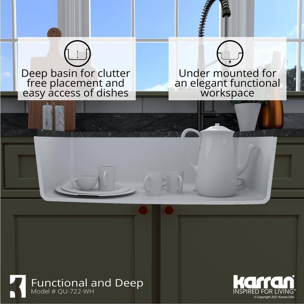 Karran Karran Undermount Quartz Composite 33-1/2'' X 21'' Single Bowl Kitchen Sink QU-722-WH