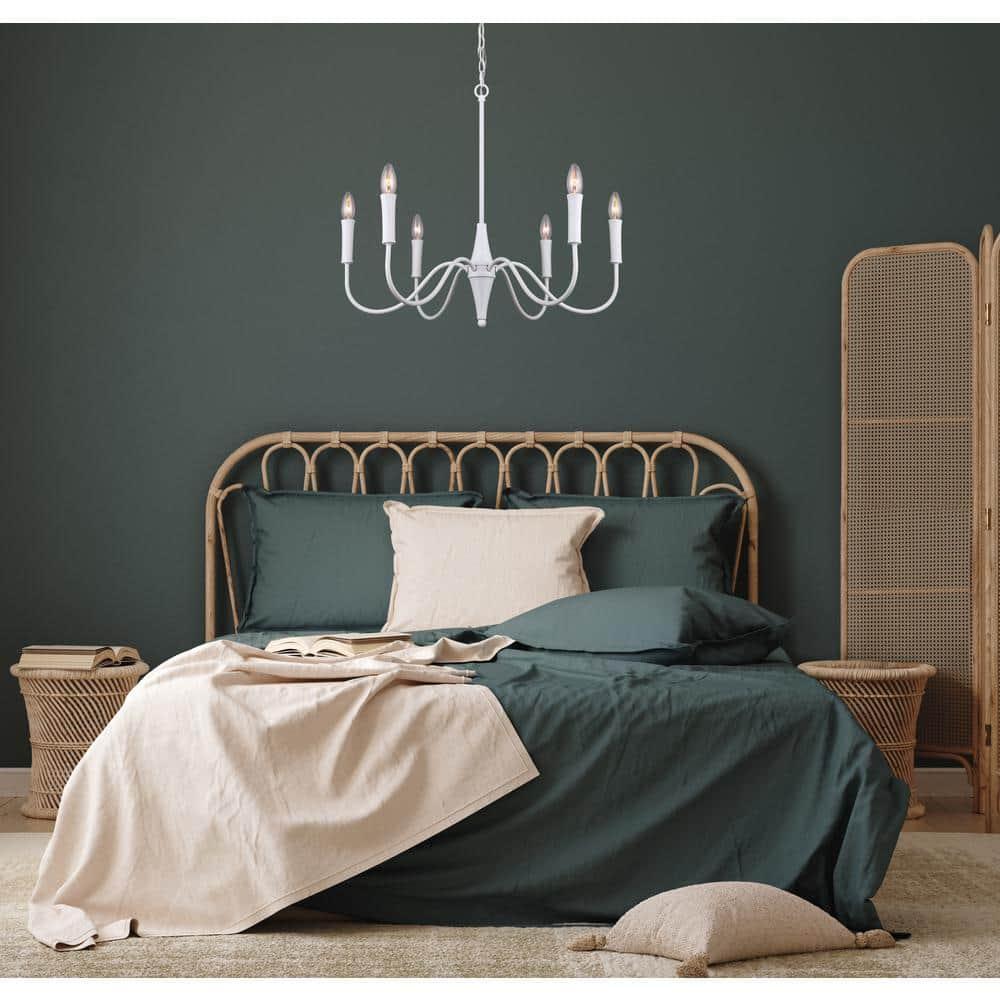 Canarm  6 Light Chandelier matte white with optional gold sleeves