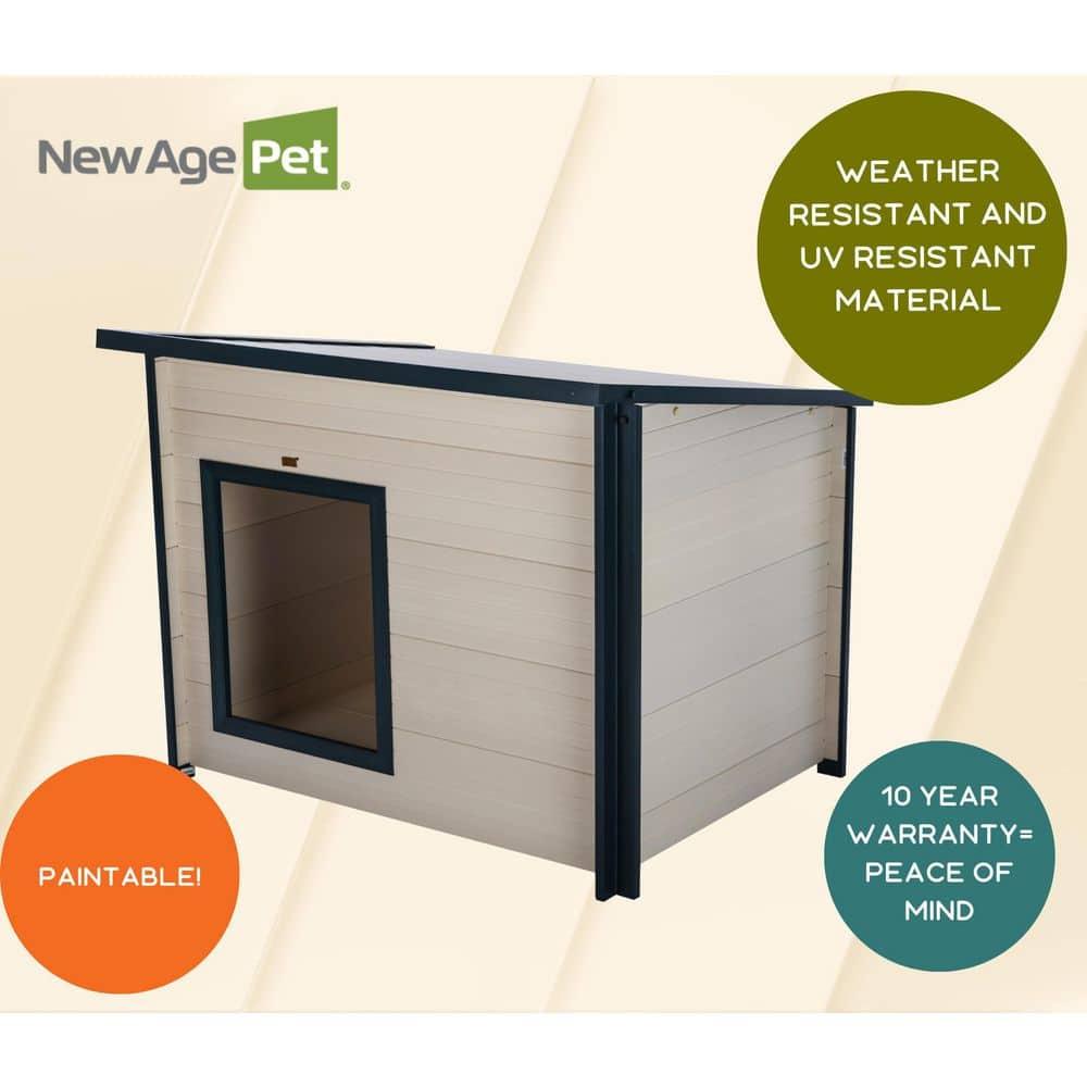 New Age Pet® ECOFLEX® Rustic Lodge Style Dog House - Extra Large, Weatherproof, Easy to Assemble, Elevated Floor for Ventilation, Non-Toxic, Durable Wood Plastic Composite