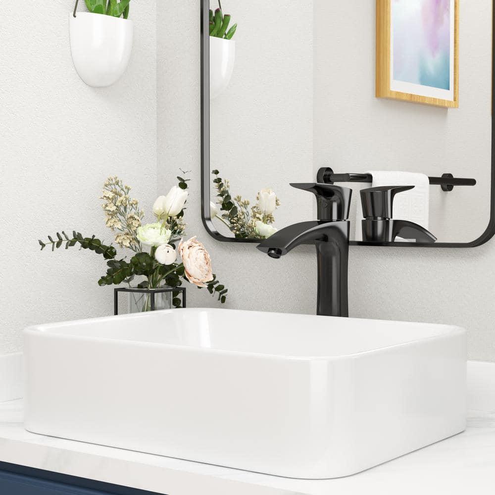 Mocoloo 19" L x 15''W Ceramic Bathroom Sink Rectangular Vessel Sink with Faucet