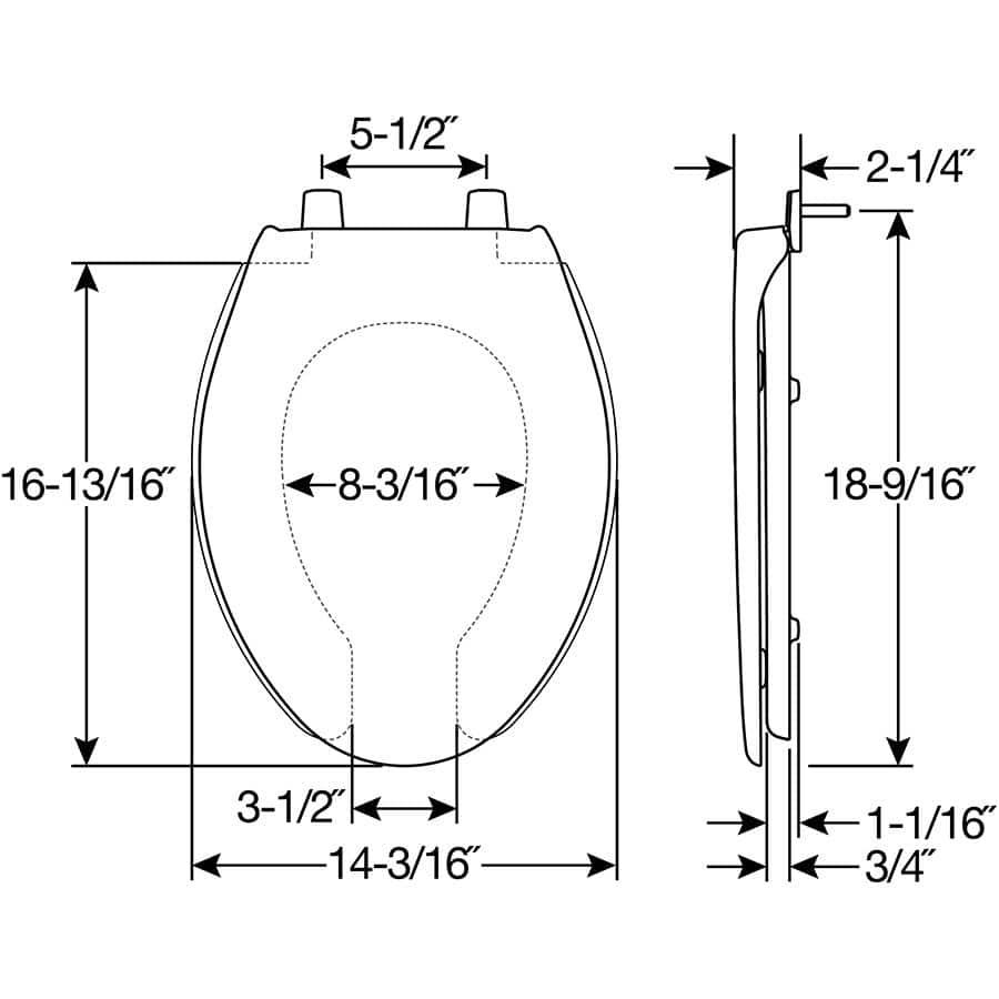 Bemis 7B1950 000 BEMIS 1950 Commercial Heavy Duty Open Front Toilet Seat with Cover, ELONGATED, Plastic, White