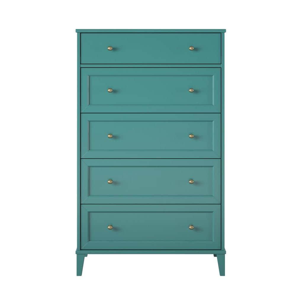 Ameriwood Home Monticello Tall 5-Drawer Dresser, Emerald Green