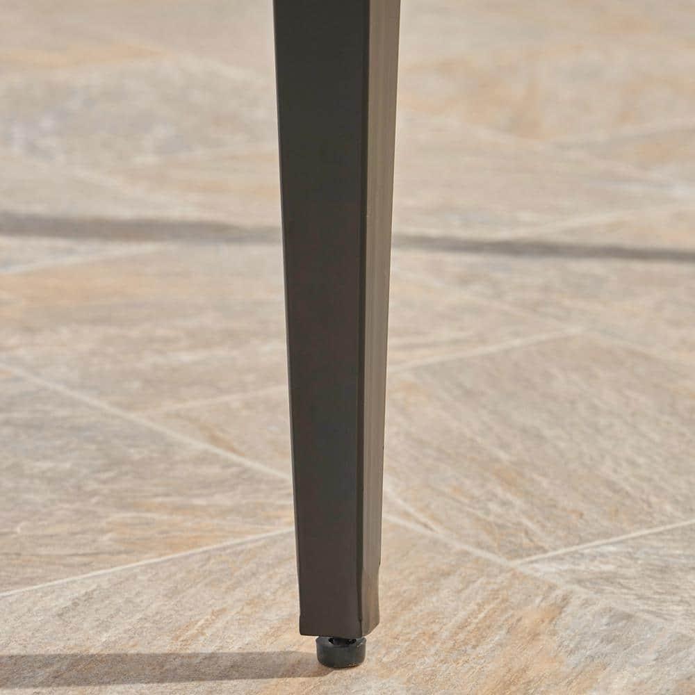 Noble House San Diego Patio Dining Arm Chair in Black and Beige (Set of 2)