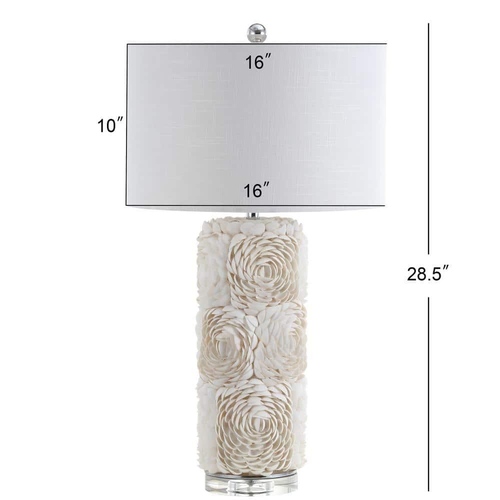 JONATHAN Y Rosette 28.5" Seashell/Resin/Crystal LED Table Lamp, Cream