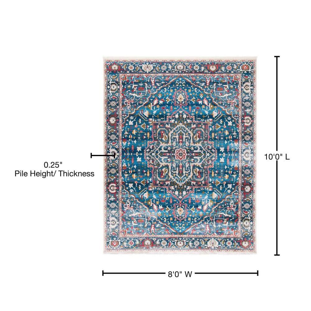 Vintage Persian VTP479 Power Loomed Area Rug - Blue/Ivory - 8'x10' - Safavieh.