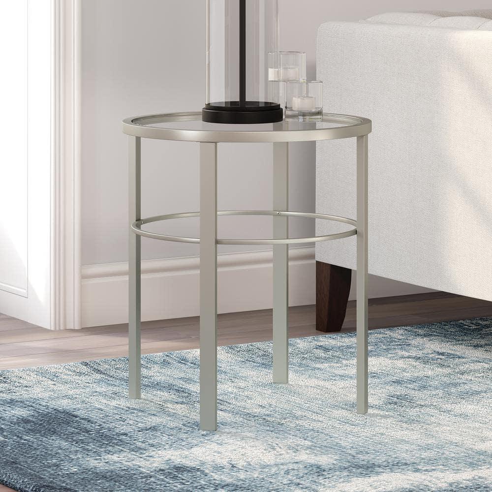 Evelyn&Zoe Gaia 20" Wide Round Side Table, Satin Nickel