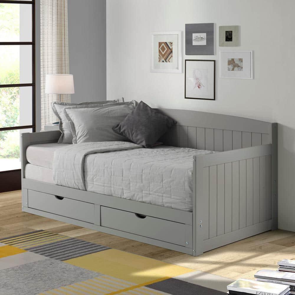 Alaterre Furniture King Harmony Kids' Daybed with Conversion Dove Gray