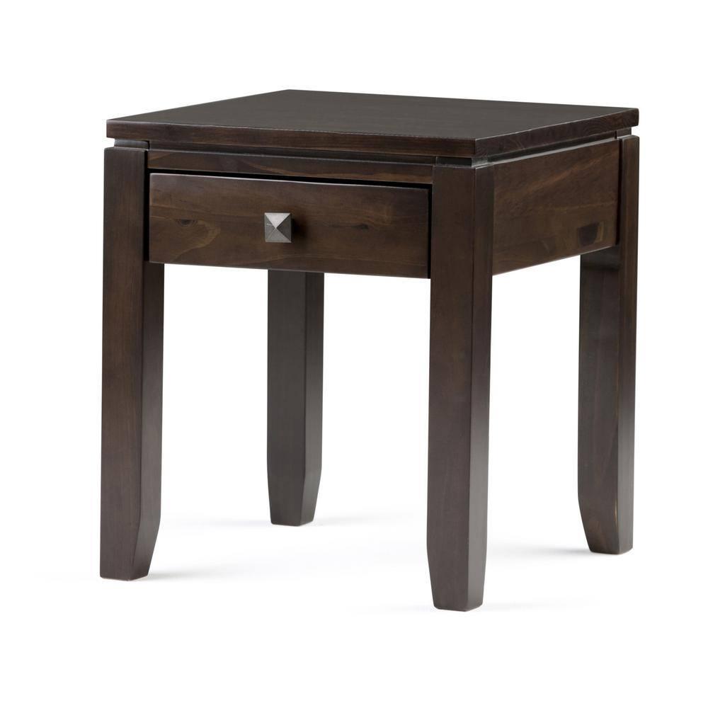 Simpli Home Cosmopolitan 18"W Solid Wood Contemporary Square End Table with Drawer