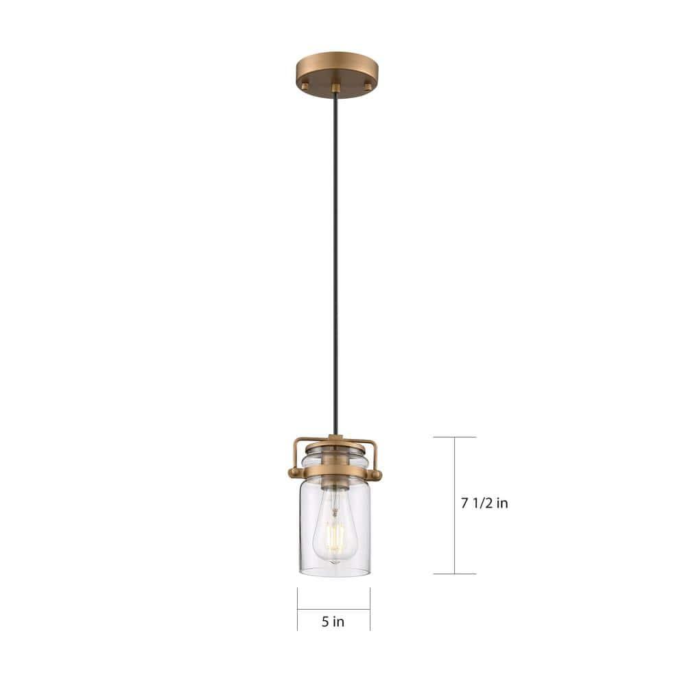 60/6735-Nuvo Lighting-Antebellum-1 Light Mini Pendant-5 Inches Wide by 7.5 Inches High-Vintage Brass Finish    -Traditional Installation