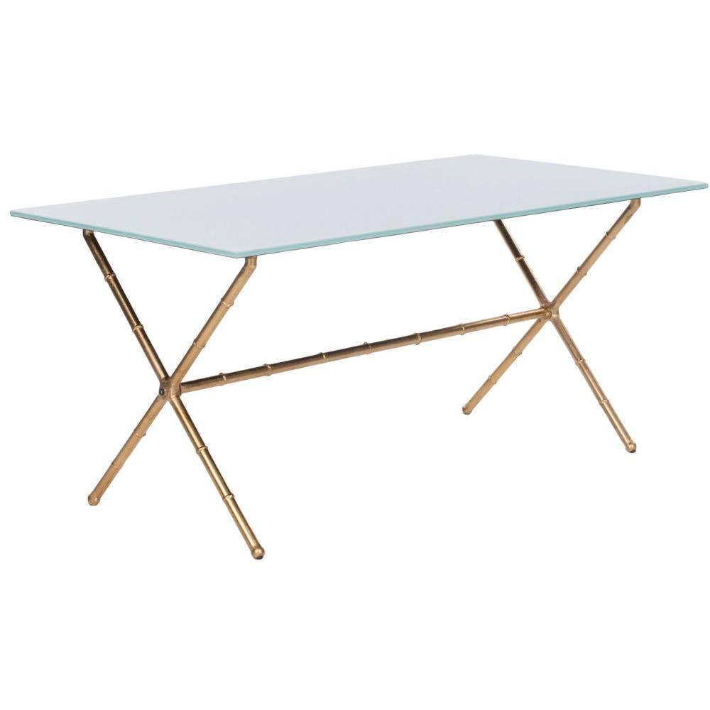 Brogen Coffee Table - Gold/White Glass - Safavieh