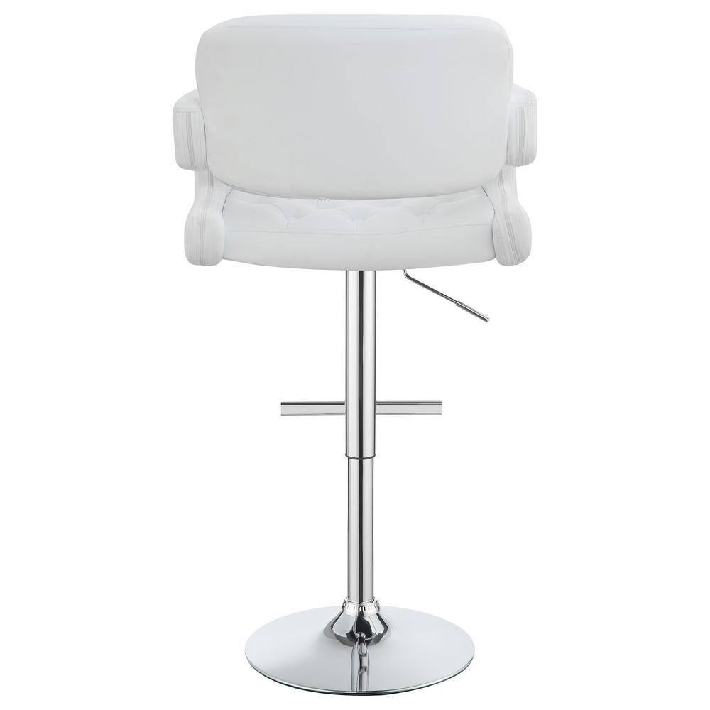 Coaster Contemporary Faux Leather Adjustable Bar Stool in White
