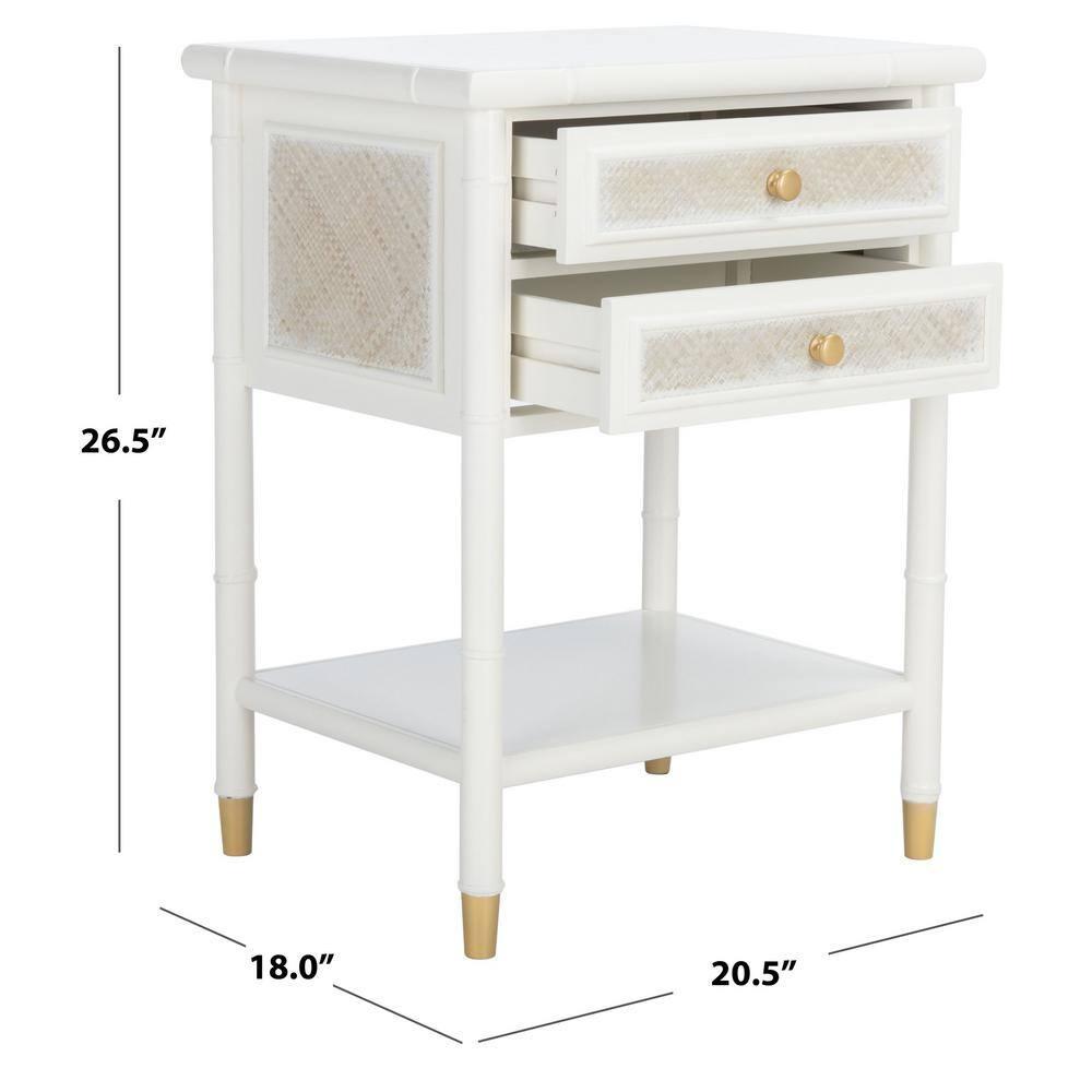 Ahab 2 Drawer 1 Shelf Accent Table - White/Gold - Safavieh