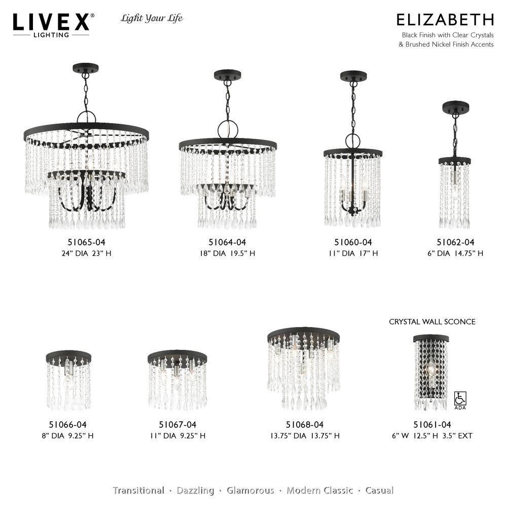 Livex Lighting Elizabeth 4 - Light Pendant in  Black