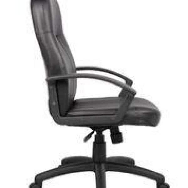 Executive Leather Budget Chair Black - Boss Office Products: Swivel, Lumbar Support, 250lb Capacity