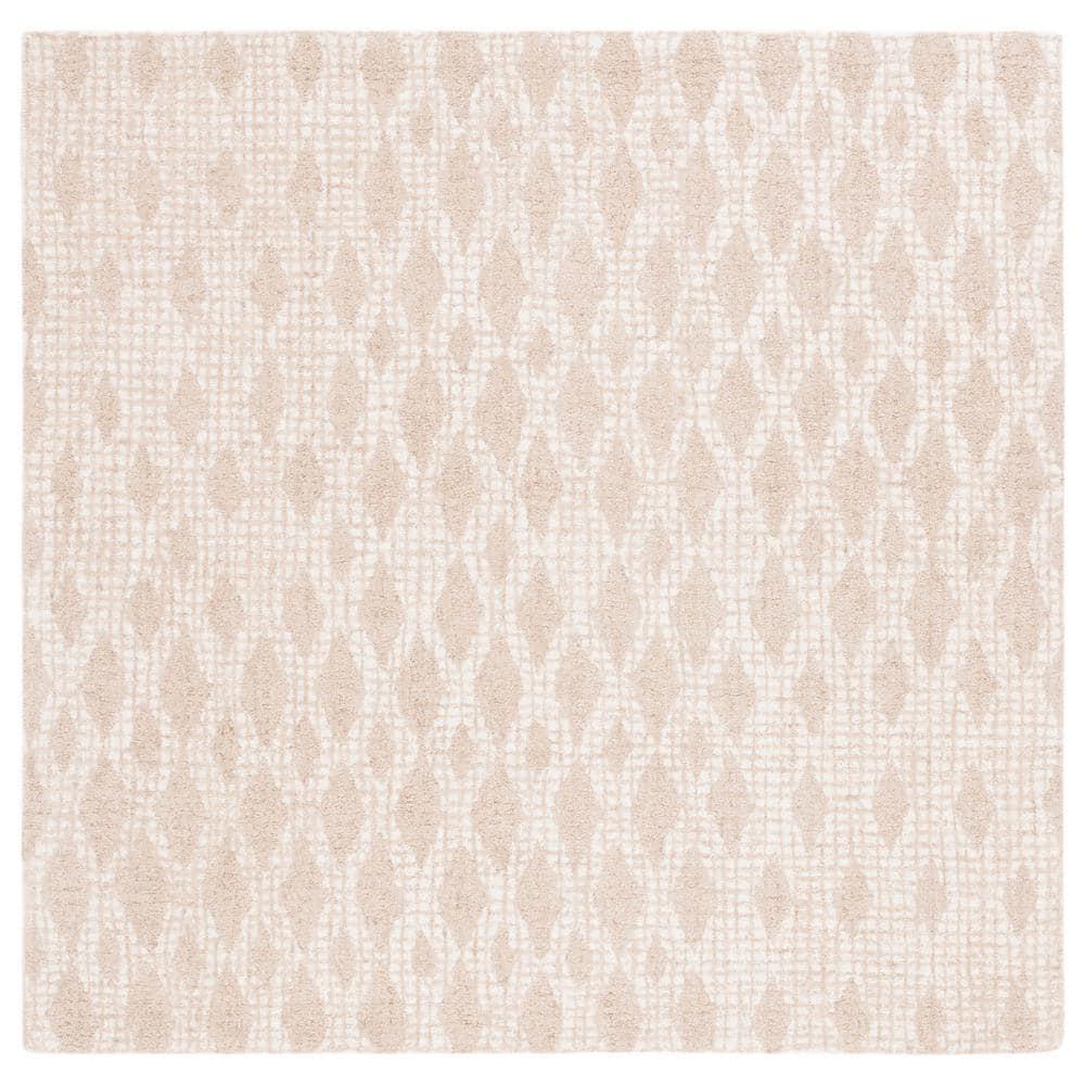 SAFAVIEH Abstract Darian Geometric Diamonds Area Rug, Beige/Ivory, 6' x 6' Square