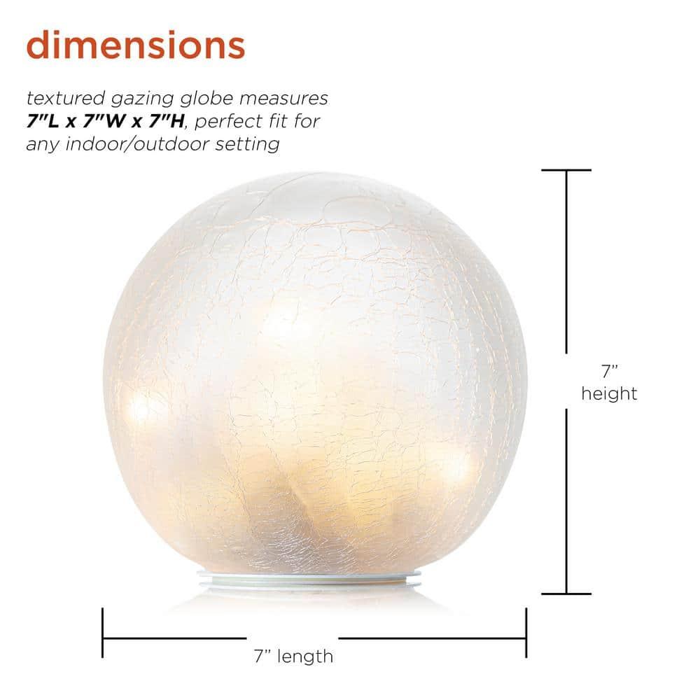 Alpine Corporation 7" Textured Glass Light-Up Gazing Globe, White