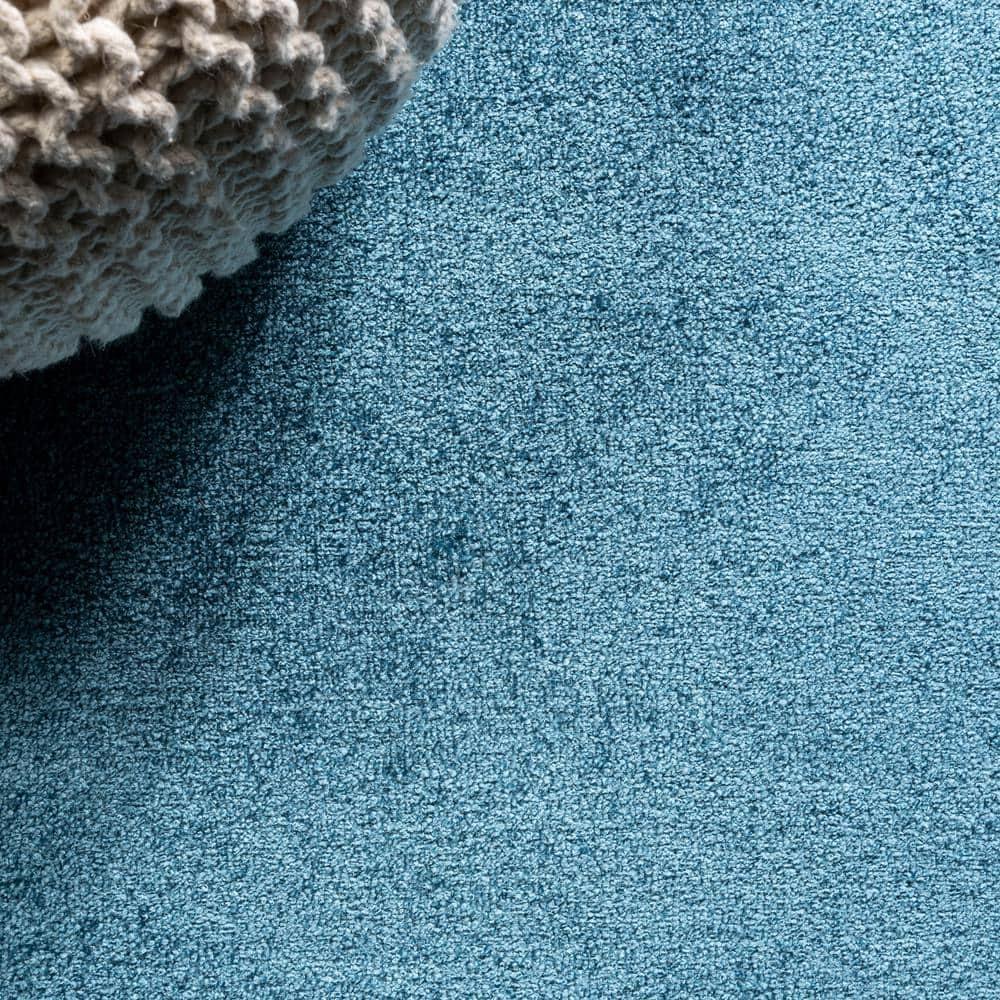 8'x10' Haze Solid Low-Pile Area Rug, Turquoise - JONATHAN Y
