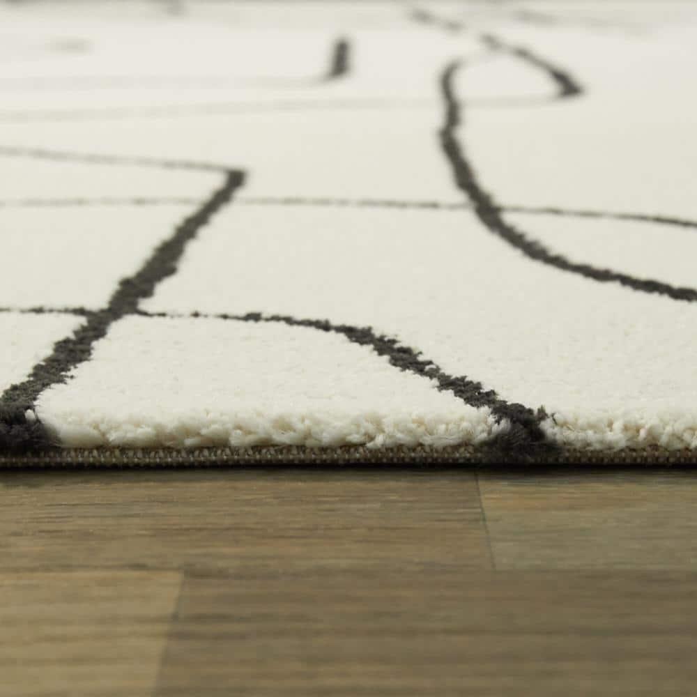 Descartes Abstract Modern Area Rug Charcoal 8'9" x 12' 9' x 12' Ivory