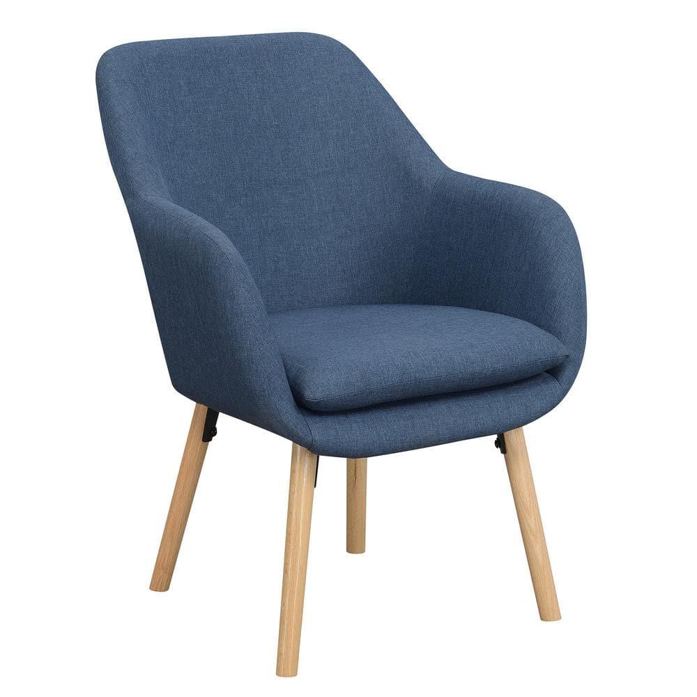 Convenience Concepts Take a Seat Charlotte Wingback Upholstered Accent Armchair, Denim Blue Fabric