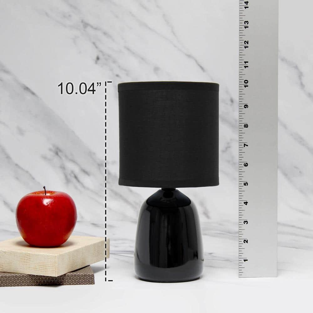 10.04" Traditional Ceramic Thimble Base Bedside Lamp with Fabric Shade - Simple Designs: ETL Listed, No Assembly Required