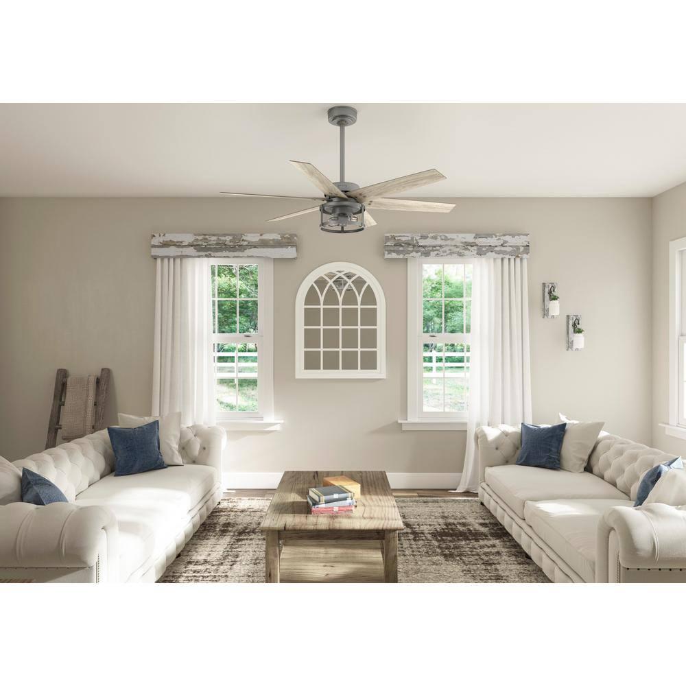 52" Houston 6 - Blade Ceiling Fan With LED Light Kit And Handheld Remote