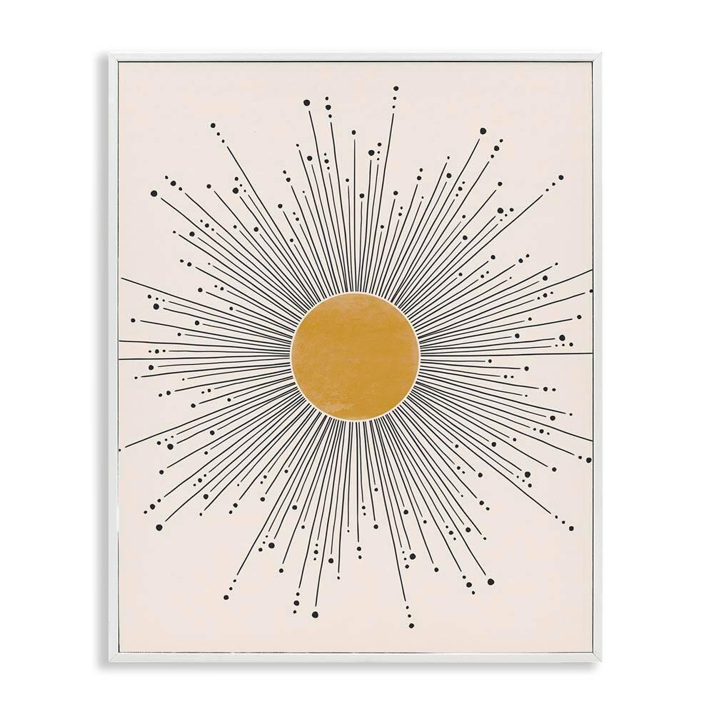 Stupell Industries Art Deco Summer Sun Geometric Line Bursts Modern Painting White Framed Art Print Wall Art, 16 x 20, Design by JJ Design House LLC