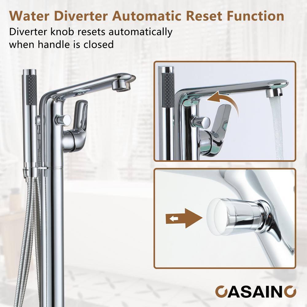 Chrome Freestanding Bathtub Faucet with Hand Shower