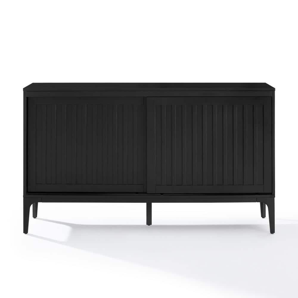 Crosley Furniture Asher Modern Particle Board Wood Sideboard in Matte Black