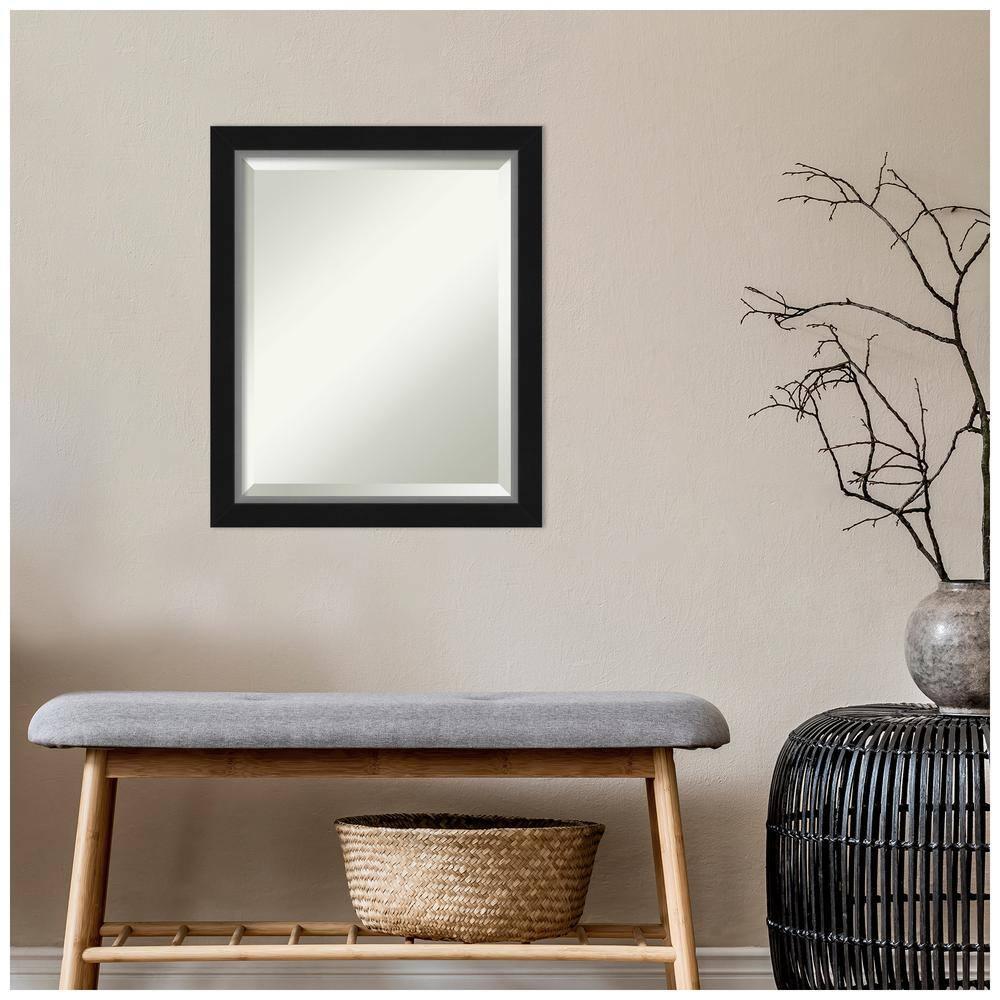 Amanti Art Eva Black Silver Narrow Framed Wall Mirror - 19.12 x 23.12 in