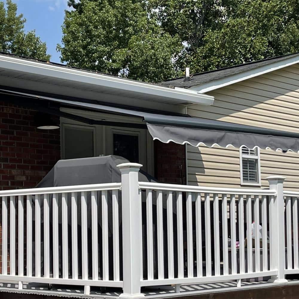 ALEKO Motorized Retractable Outdoor Awning with White Frame