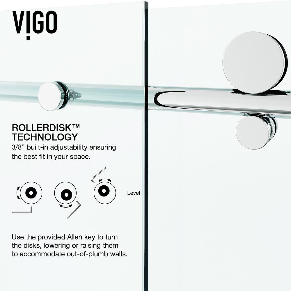 Elan E-Class 56-60" W x 66" H Sliding Frameless Tub Door with 3/8" Clear Glass