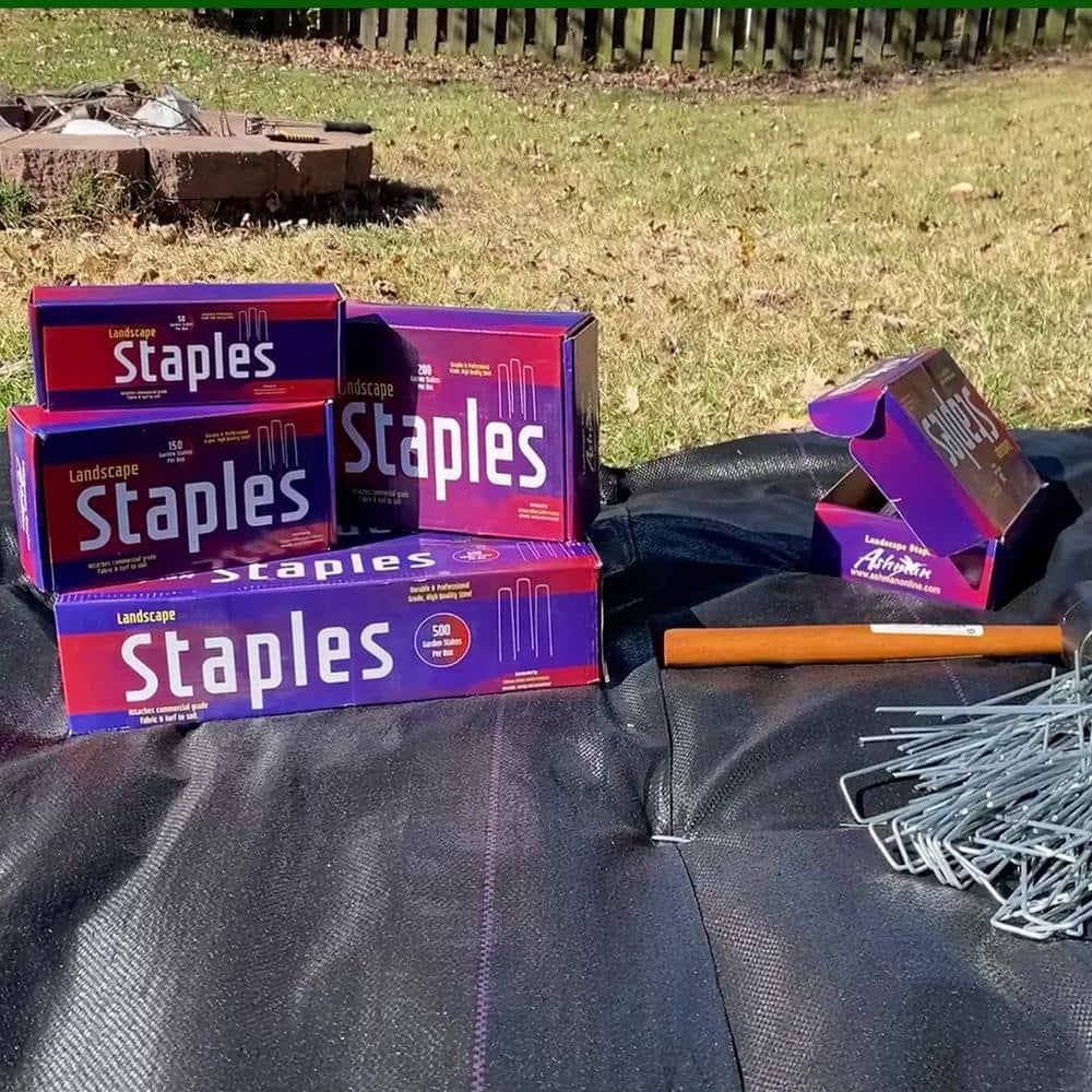 Ashman Online, Garden Landscape Staples Ground Stakes Pins, Silver Color, SOD Staples, 200 Count Heavy Duty & Anti Rust